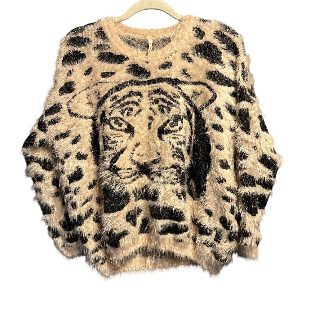 Anthropologie Raga Size Small Leopard Sweater Eyelash Cozy Warm Whimsygoth
